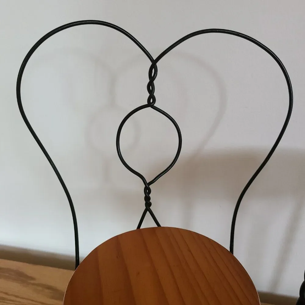 VTG Doll Furniture Wood & Twisted Metal Ice Cream Parlor Bistro Chair and Table